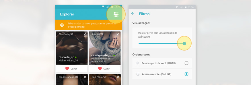filtros ordenação