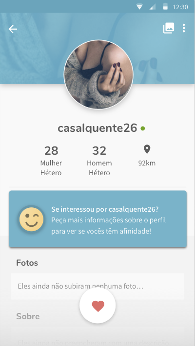 Solicitação de preenchimento de perfil